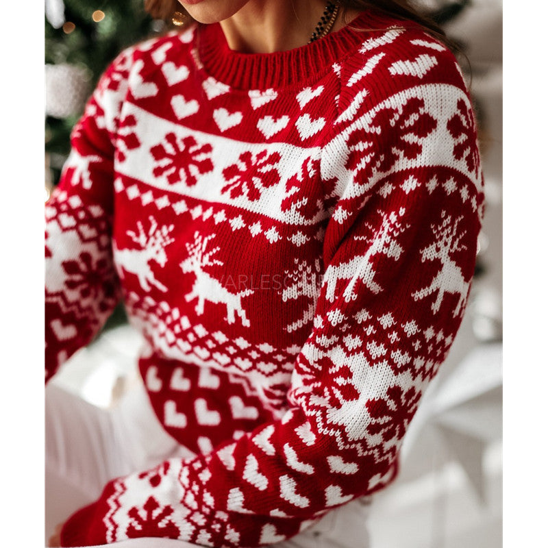 Wholesale Autumn/winter Knitted Christmas Elk Long-sleeved Knitted Sweater